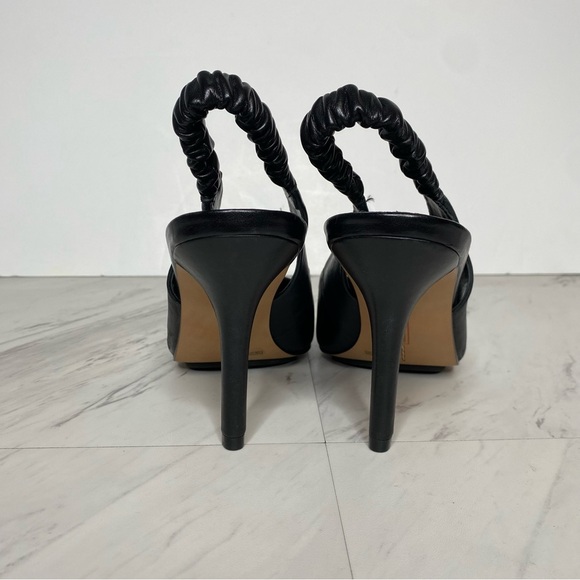 New! Vince Camuto Tolinnis Black Leather Sling Back Pump 8 1/2 M - Picture 3 of 14